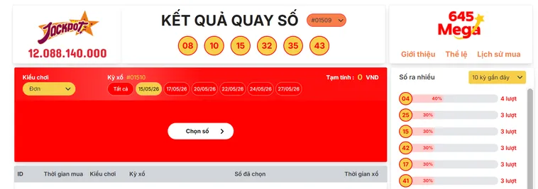 Mega 645 Tại Bin88 Sảnh Xổ Số Hiện Đại Với Giải Thưởng Jackpot Khủng Nhất
