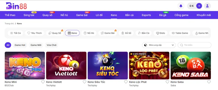 Game Nhanh Max Keno Tại Bin88 Tốc Độ Cá Cược Đỉnh Cao Cho Cao Thủ