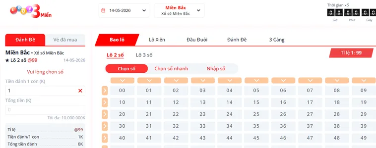 Lô Đề 3 Miền Tại Bin88 Sảnh Cược Đỉnh Cao Với Tỷ Lệ Thắng Lớn