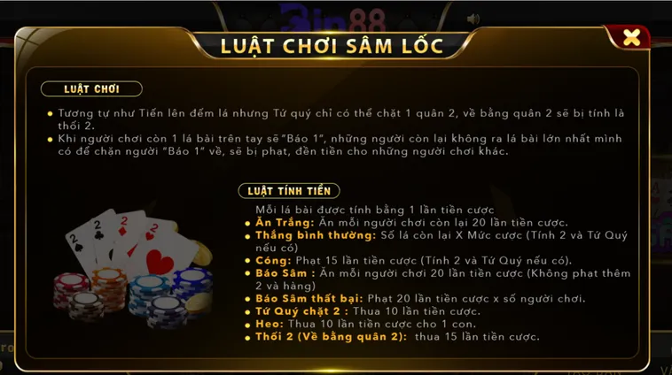 Sâm Lốc Tại Bin88 Sảnh Game Bài Dân Gian Với Cơ Chế Đổi Thưởng Cực Khủng