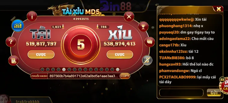 Tài Xỉu MD5 Tại Bin88 Trải Nghiệm Cá Cược Đỉnh Cao Với Hệ Thống Minh Bạch