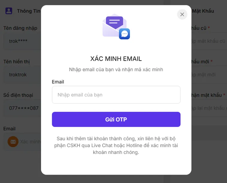 Xác minh tài khoản nâng cao bảo mật - đa tầng bảo vệ người chơi.